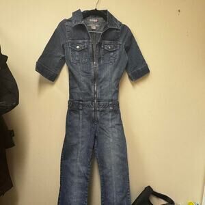 Guess y2k denim zip up jumpsuit